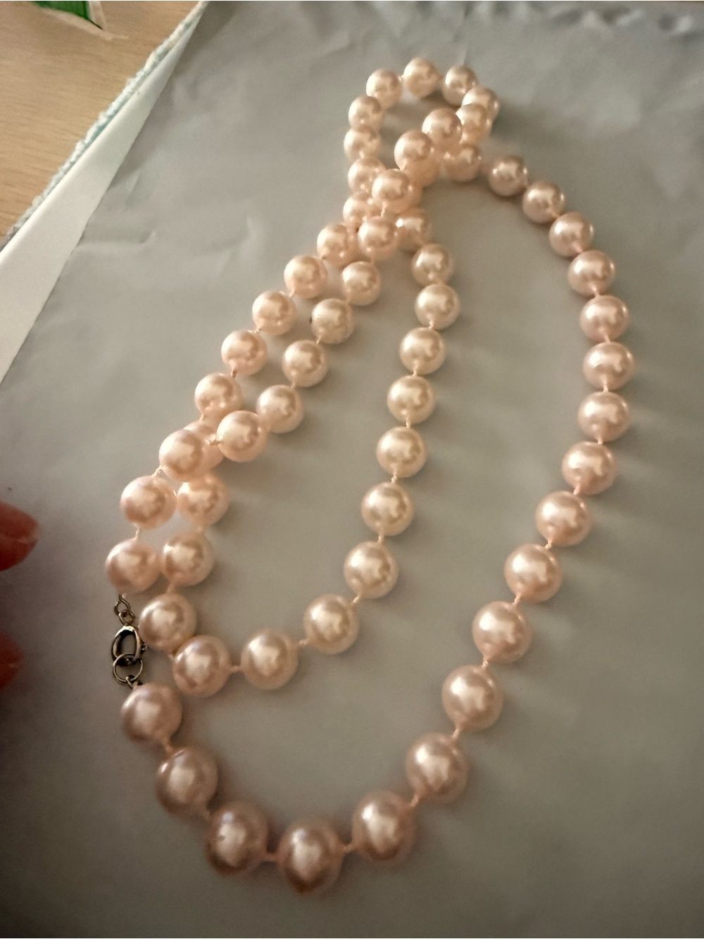 Vintage Long Faux Pearl Necklace Knotted Cream Opera Rope Length - Picture 4 of 4